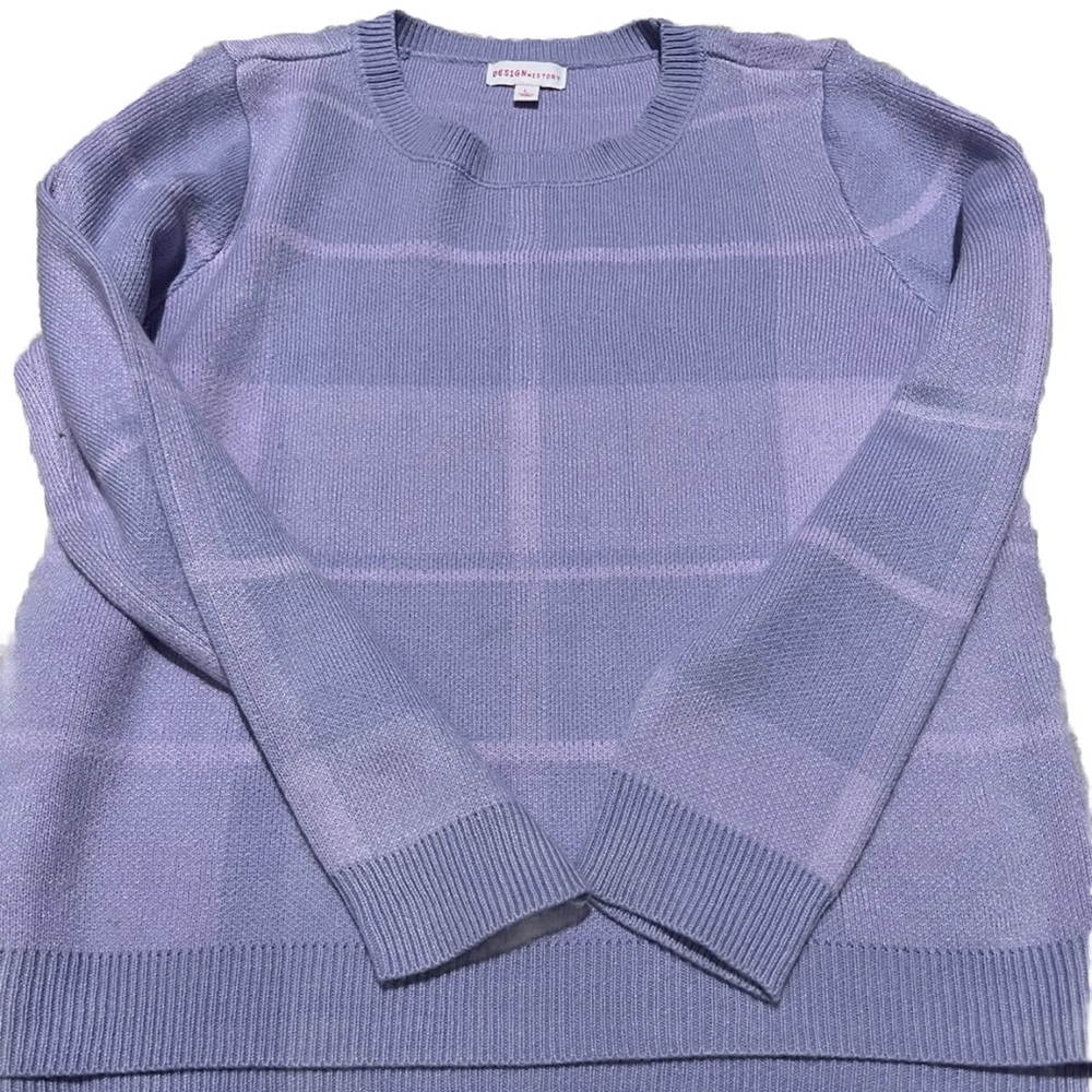Design History Purple Plaid Sweater Youth Large